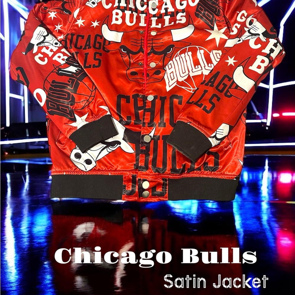 Chicago Bulls Red Satin Bomber Jacket